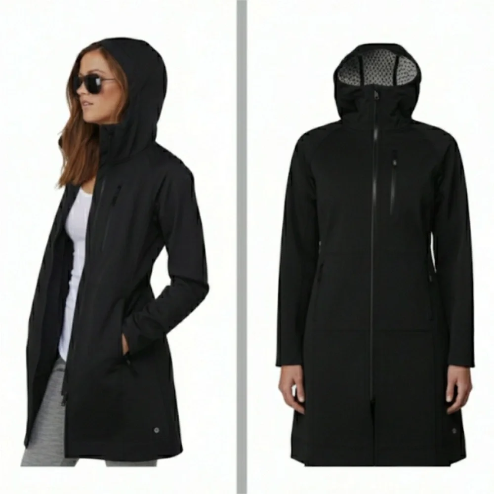 Lululemon Athletica Black Hooded trench Jacket‎